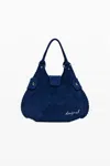 Desigual Medium Woven Leather Bag In Blue