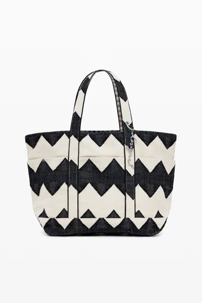 Desigual Medium Zigzag Twill Bag In Black