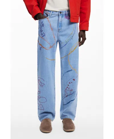 Desigual Men's Arty Denim Trousers In Blue