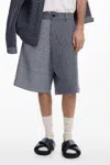 Desigual Baggy Striped Bermuda Shorts In Navy Blue