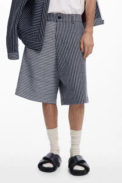 DESIGUAL MEN'S BAGGY STRIPED BERMUDA SHORTS