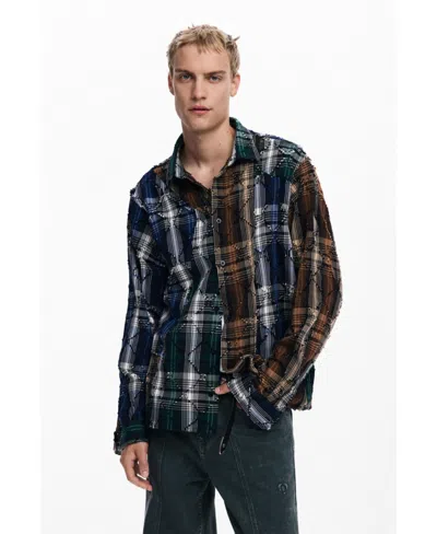 Desigual Men's Embroidered Checks Shirt In Multi