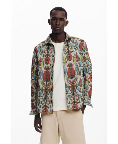 Desigual Men's Ethnic Long-sleeve Shirt In Red