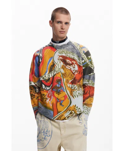 DESIGUAL MEN'S ETHNIC PRINT SWEATER