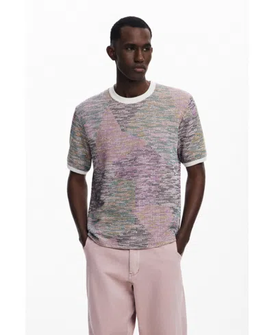 Desigual Men's Heathered Short-sleeve T-shirt In Pink