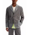Desigual Men's Hybrid Pockets Blazer In Gray