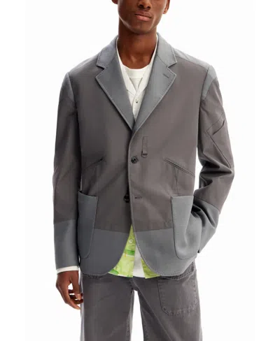 Desigual Men's Hybrid Pockets Blazer In Gray