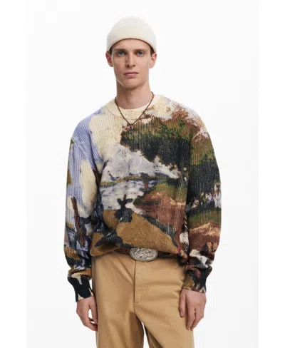 Desigual Landscape Painting Sweater In Green