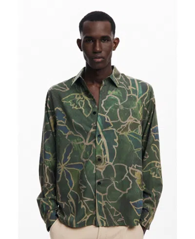 Desigual Men's Long-sleeve Forest Shirt In Green