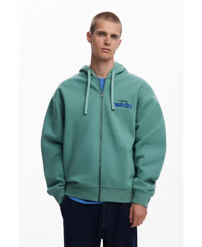 Desigual Men's Marvel Zip-up Sweatshirt In Green