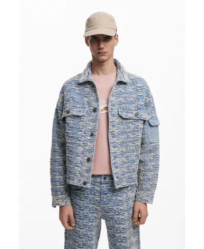 Desigual Men's Mottled Denim Jacket In Blue
