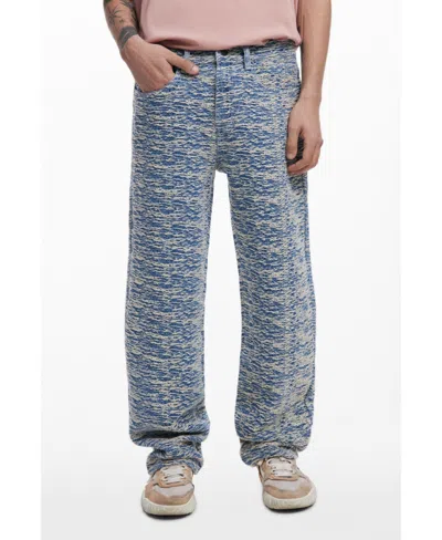Desigual Men's Mottled Denim Trousers In Blue