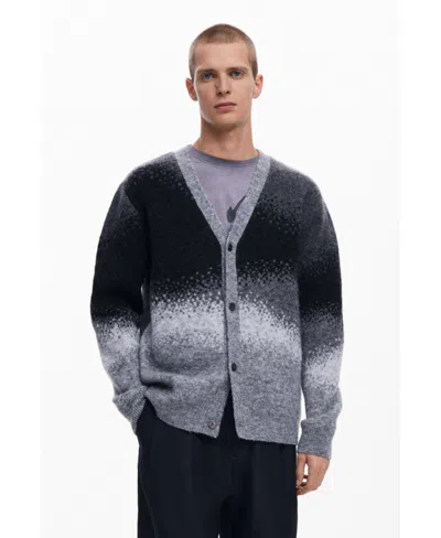 Desigual Men's Ombre Knit Cardigan In Gray