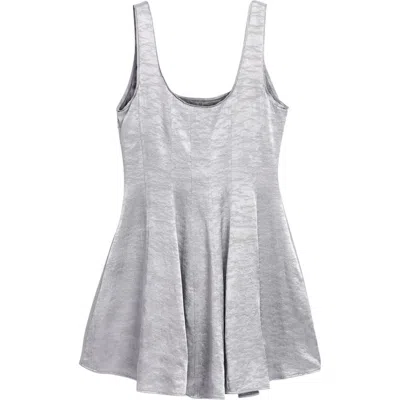 Desigual Metallic Fit & Flare Dress In Gray