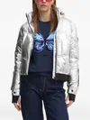 Desigual Metallic Quilted Puffer Jacket In White