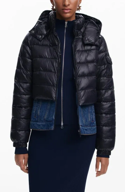 Desigual Mich Layered Puffer Coat In Black
