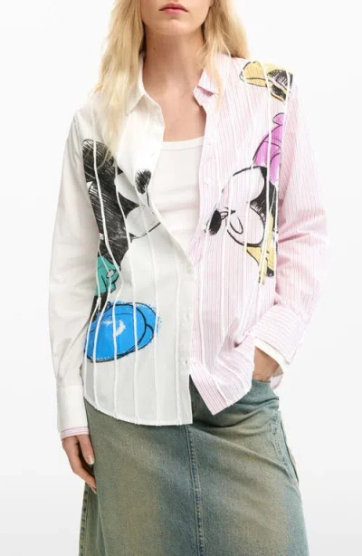 Desigual Mickey And Minnie Mouse Shirt In Multi