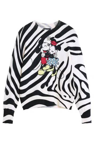 Desigual Mickey Mouse Graphic Sweater In Off White