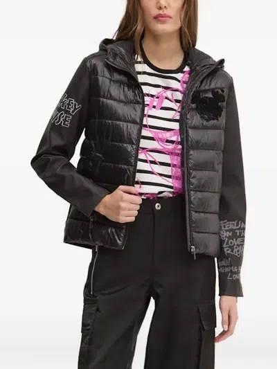 Desigual Mickey Mouse Quilted Jacket In Black