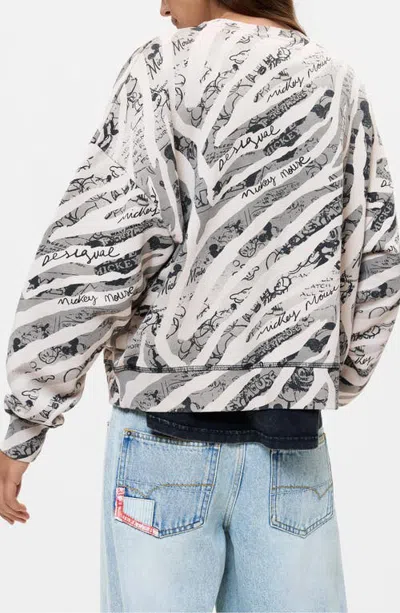 Desigual Mickey Mouse Sketch Sweatshirt In Gray