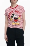 Desigual Mickey Mouse Striped Ringer Graphic T-shirt In Red