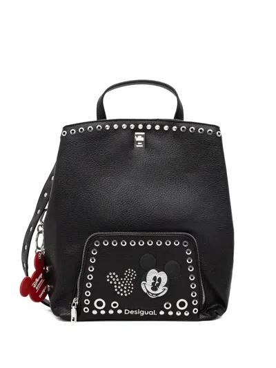 Desigual Mickey-mouse Studded Backpack In Black