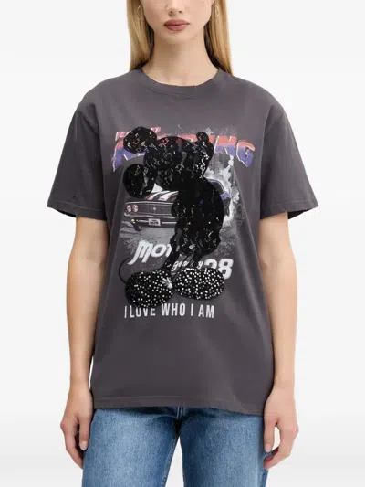 Desigual Mickey-motif T-shirt In Gray