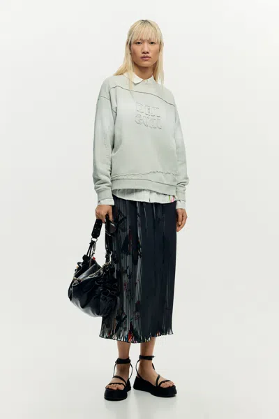 Desigual Midi Arty Texture Skirt In Black