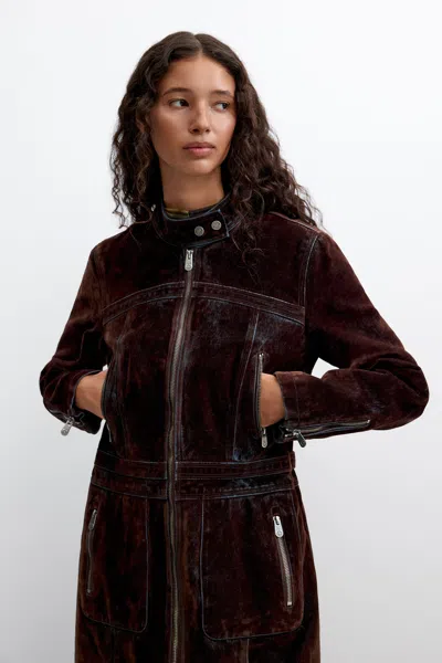 Desigual Midi Coat 100% Cotton In Brown
