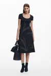 Desigual Midi Dress With Floral Silhouettes In Black