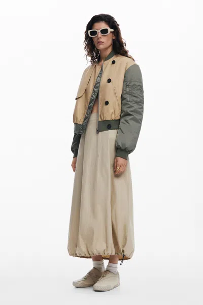Desigual Midi Parachute Skirt In Brown