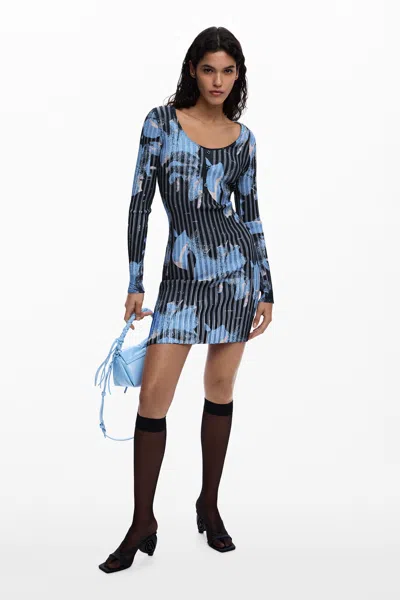 Desigual Midi Pleated Dress In Multi