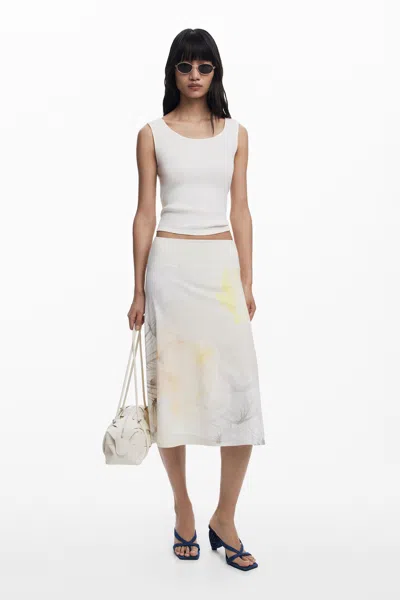 Desigual Midi Skirt With Elastic Waistband In Black