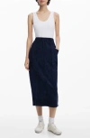 Desigual Midi Tank Dress With Denim Skirt In Black