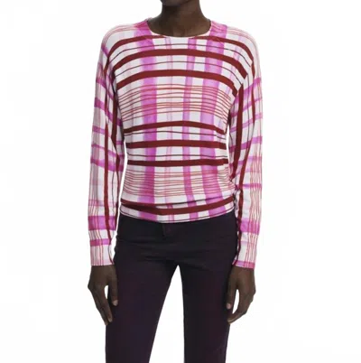 Desigual Mikado Striped Thin Gauge Sweater In Pink In Animal Print