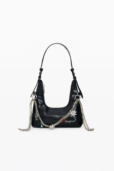 Desigual Mini Coin Purse Charm In Black