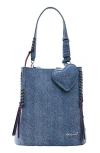 Desigual Mini Denim Backpack In Blue