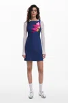 Desigual Mini Dress With Denim Effect In Blue