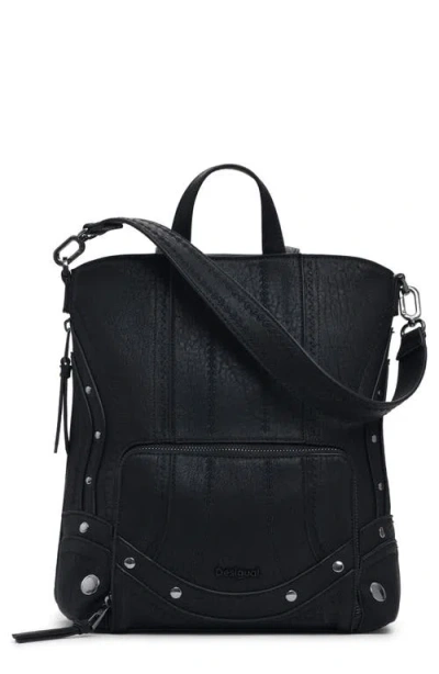 Desigual Mini Embroidered Faux Leather Backpack In Black