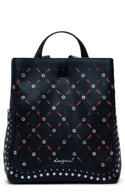 Desigual Mini Faux Leather Backpack In Black