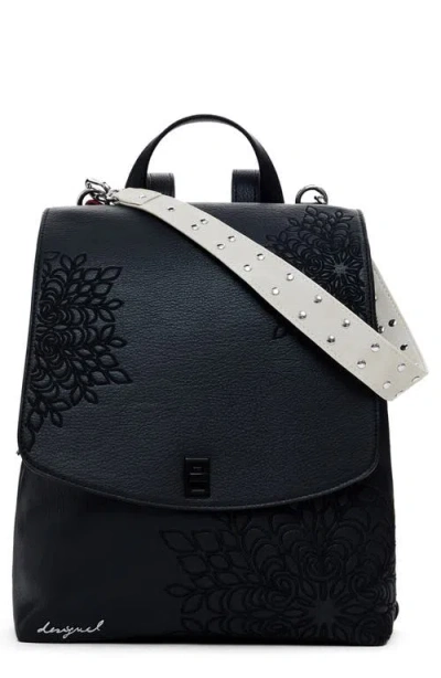 Desigual Mini Faux Leather Backpack In Black