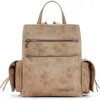 Desigual Medium Faux Leather Effect Backpack In Light Beige