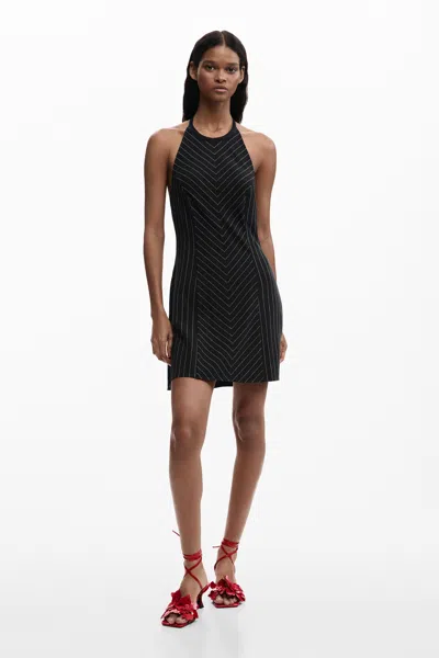 Desigual Mini Halter Dress In Black