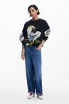Desigual Minnie Mouse Sweatshirt In Black