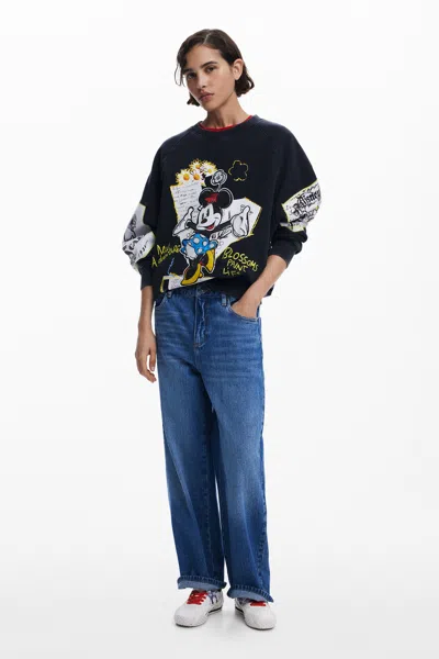 Desigual Minnie Mouse Sweatshirt In Black