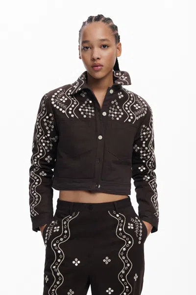 Desigual Mirror Jacket In Brown