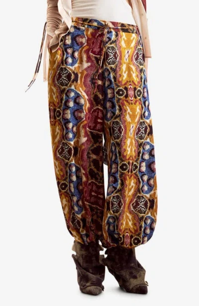 Desigual Mix Print Wide Leg Pants In Multi