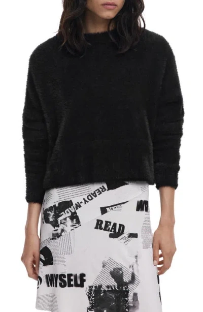 Desigual Mixed Media Asymmetric Dress In Black