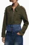 Desigual Mixed Media Jacket In Green