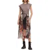 Desigual Arty Combined Midi Dress In Brown